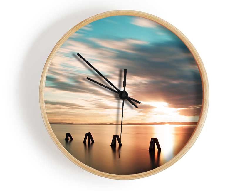 Soft exposed beach Clock - Wallart-Direct UK