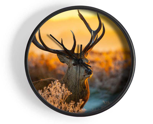 Crisp winters stag Clock - Wallart-Direct UK