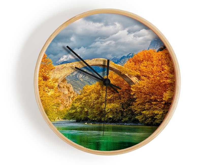 bridge over the autumn lake Clock - Wallart-Direct UK