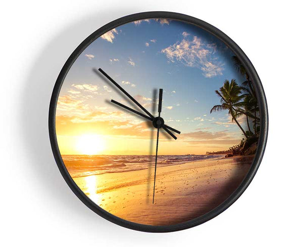 Sunset on the beach sand Clock - Wallart-Direct UK