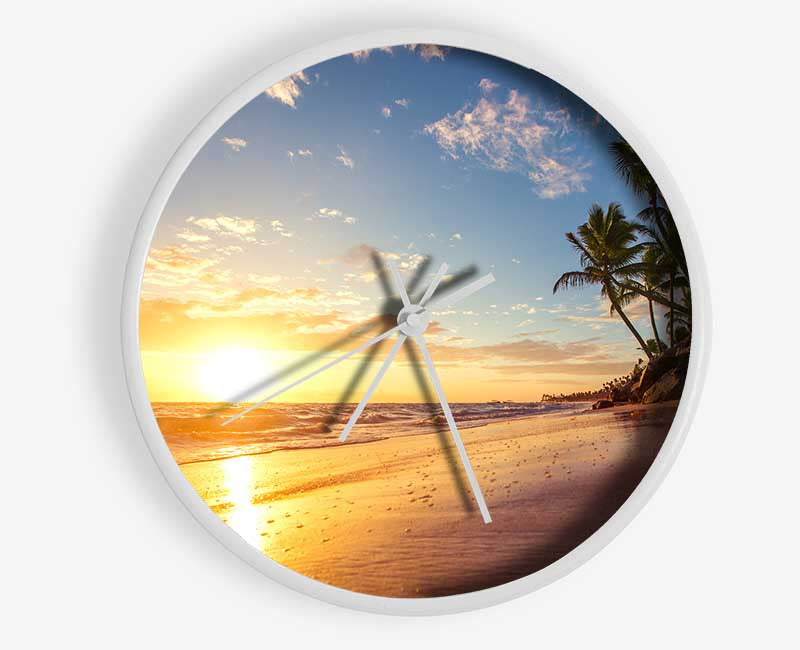 Sunset on the beach sand Clock - Wallart-Direct UK