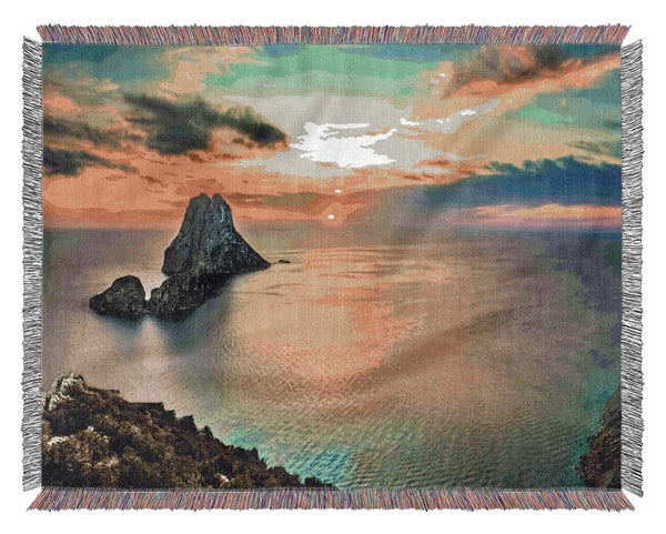 New Zealand views off the cliff Woven Blanket