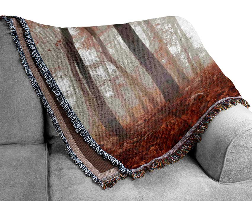 Red misty woods Woven Blanket