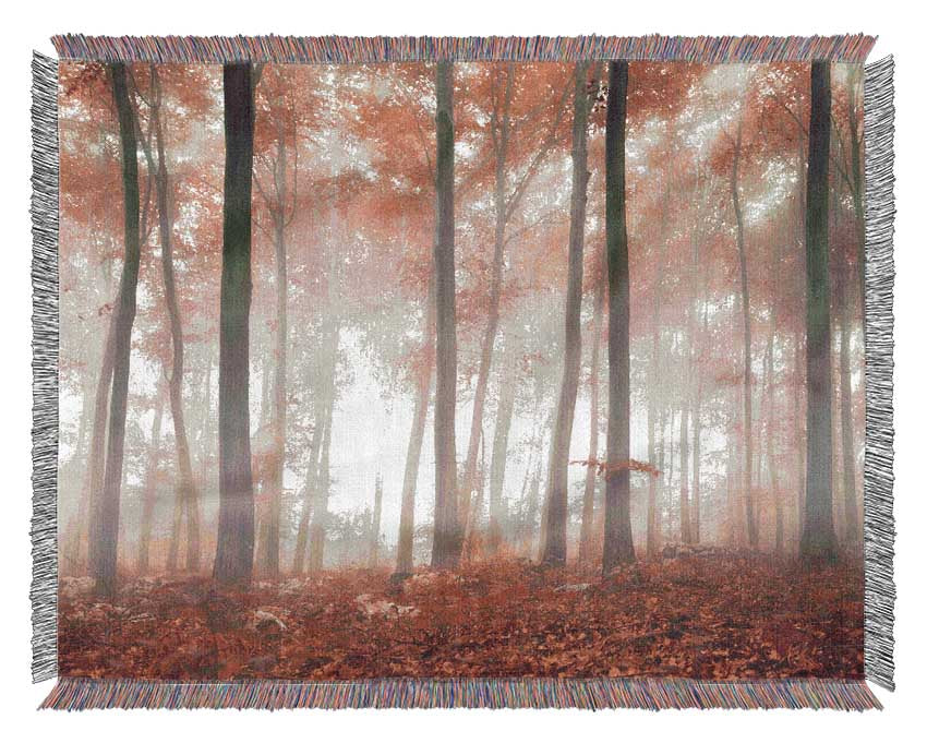 Red misty woods Woven Blanket