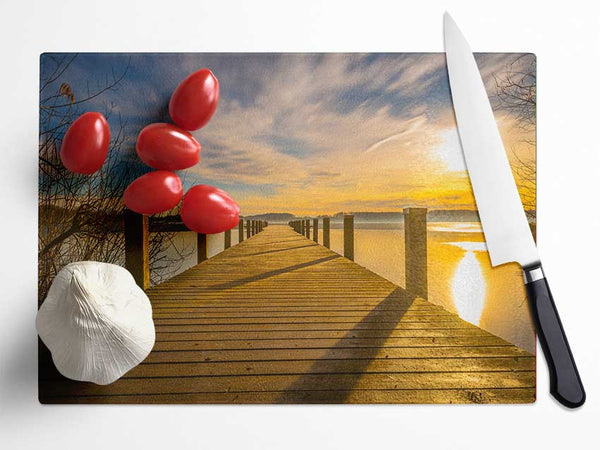 Walkway to the lake Glass Chopping Board