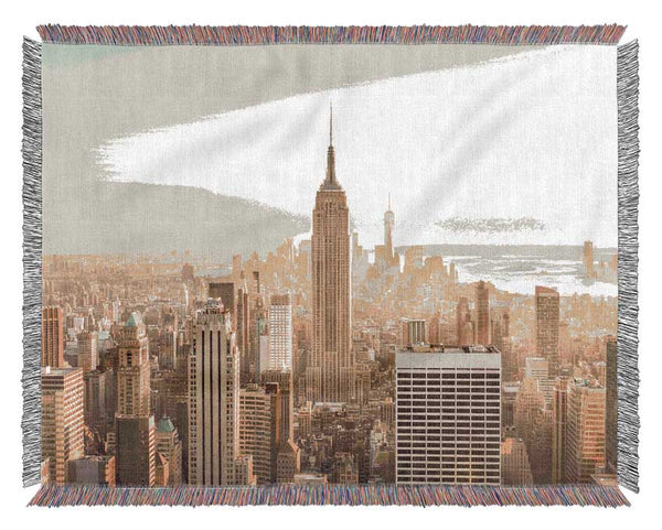 New york skyline in the day Woven Blanket