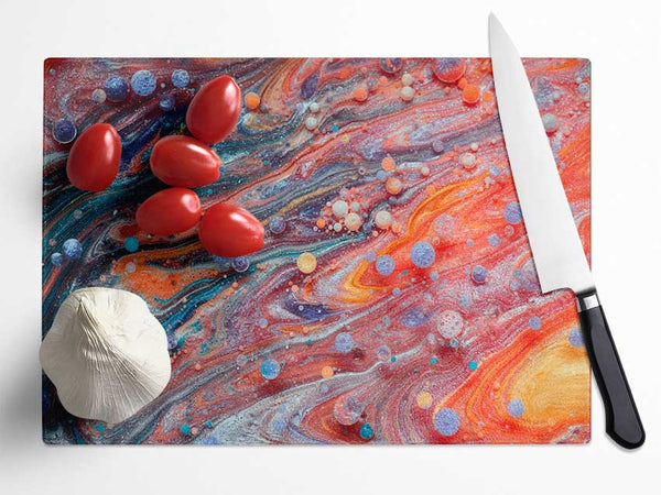 Circles of paint and colour Glass Chopping Board