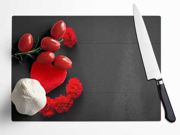 sewn up heart red Glass Chopping Board