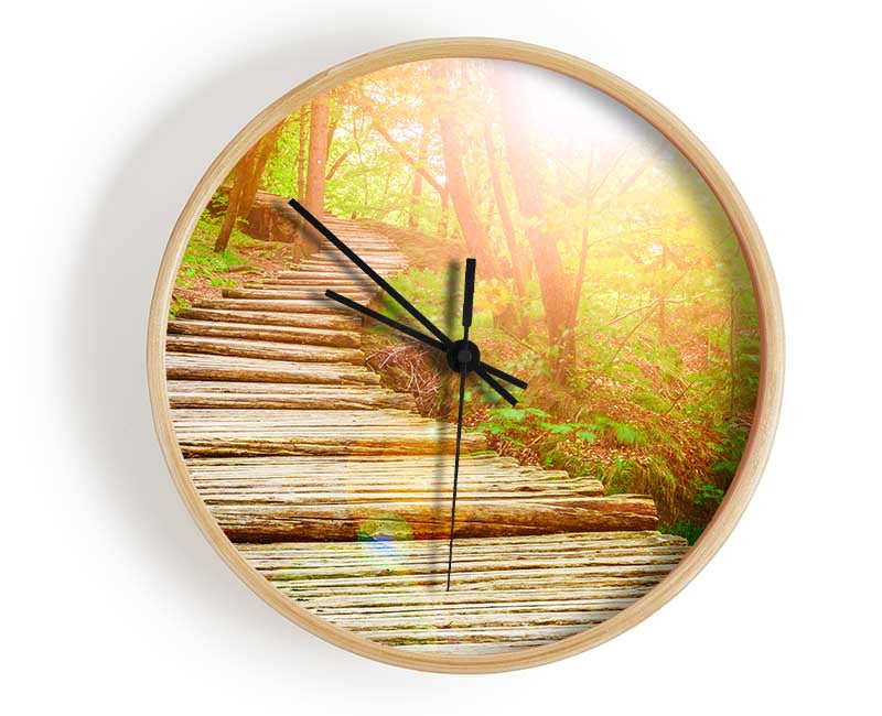 Log trail through the woods Clock - Wallart-Direct UK