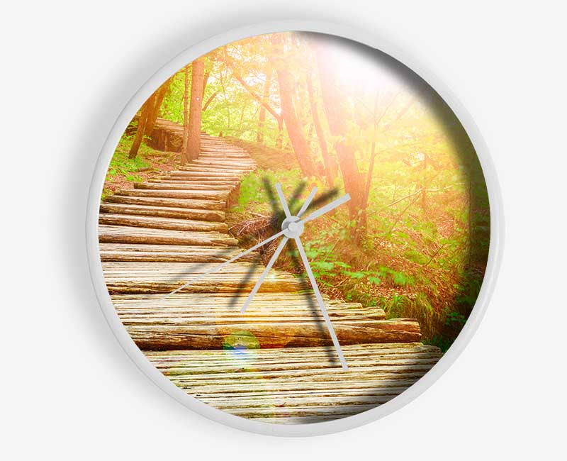 Log trail through the woods Clock - Wallart-Direct UK