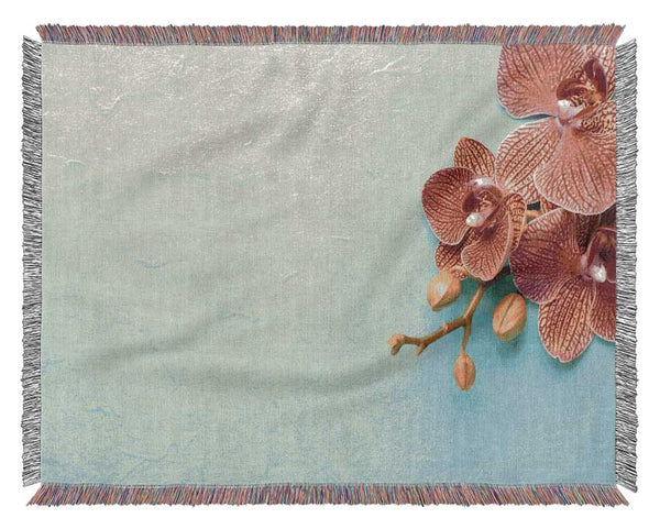 Orchids on the blue Woven Blanket