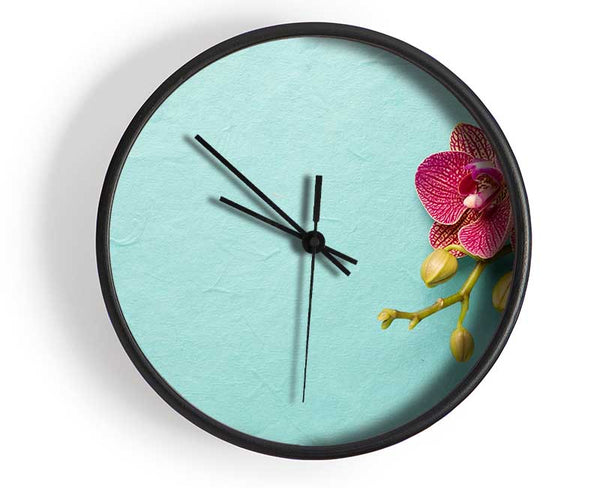 Orchids on the blue Clock - Wallart-Direct UK