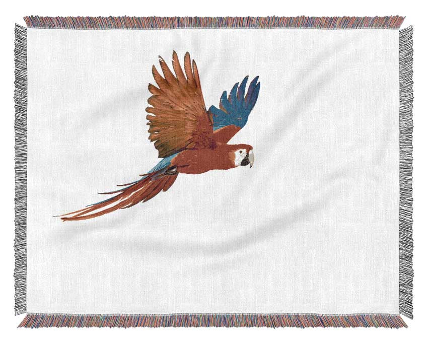 parrot in flight Woven Blanket