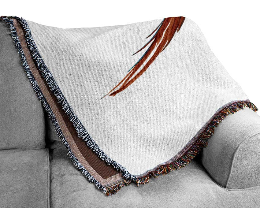 parrot in flight Woven Blanket