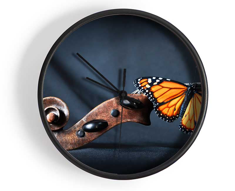 Butterfly resting on Instrument Clock - Wallart-Direct UK