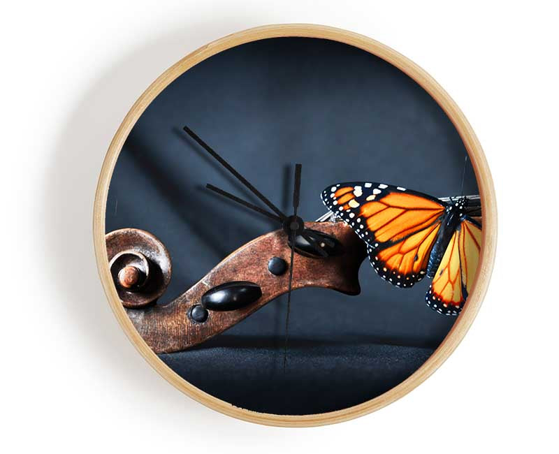 Butterfly resting on Instrument Clock - Wallart-Direct UK