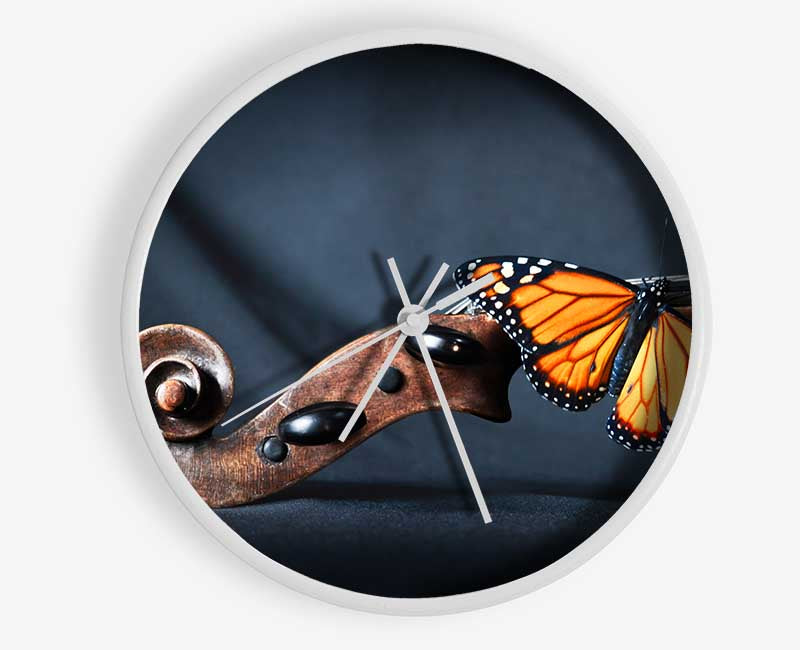 Butterfly resting on Instrument Clock - Wallart-Direct UK