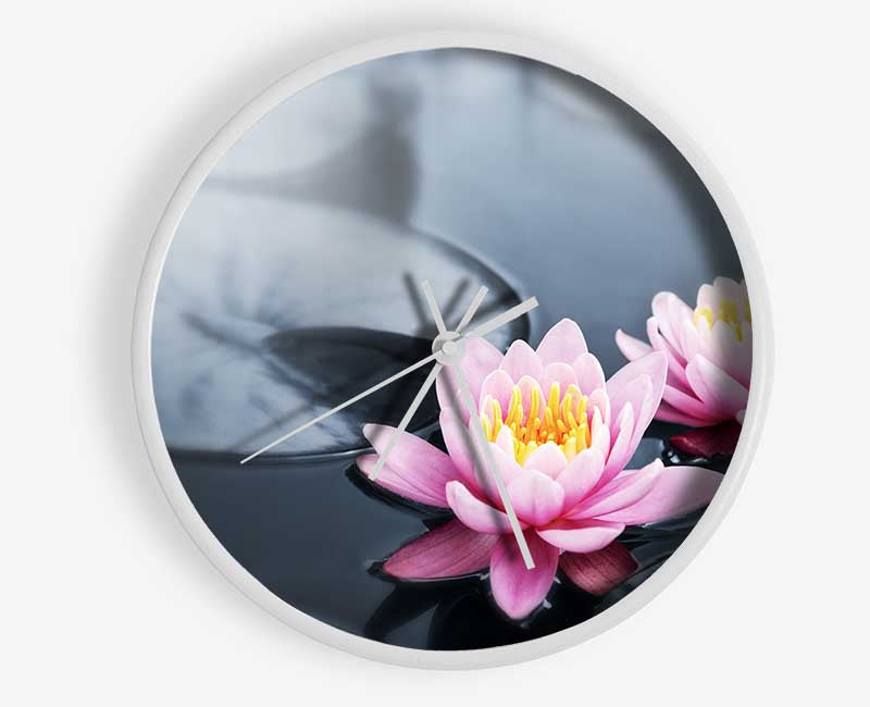 Flowers on the water floating Clock - Wallart-Direct UK