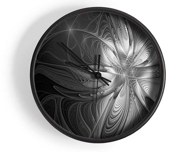 Swirled up black and white lines Clock - Wallart-Direct UK