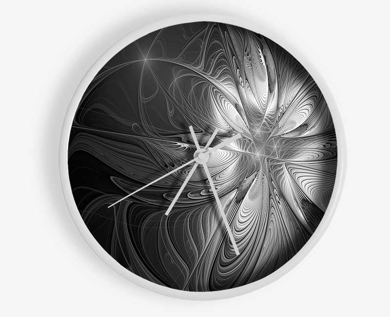 Swirled up black and white lines Clock - Wallart-Direct UK