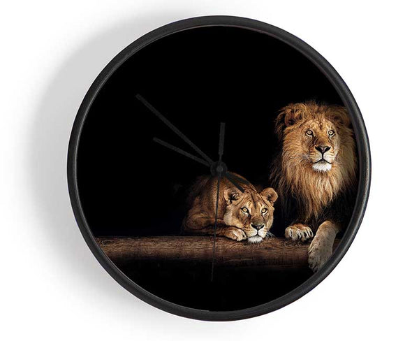 Lions resting in the dark Clock - Wallart-Direct UK