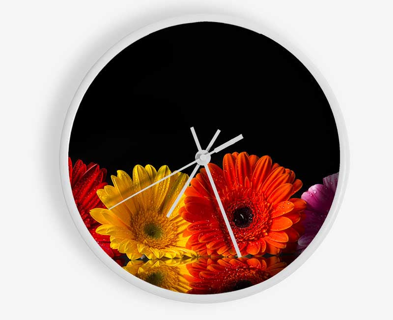 Multi coloured gerberas Clock - Wallart-Direct UK