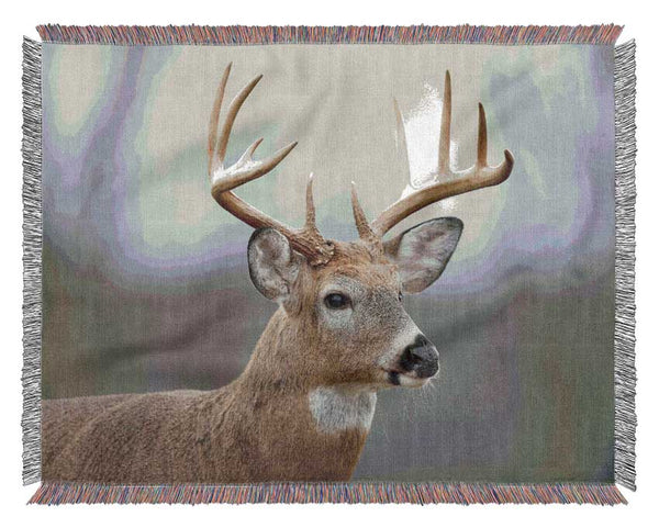 Stag looking onwards Woven Blanket