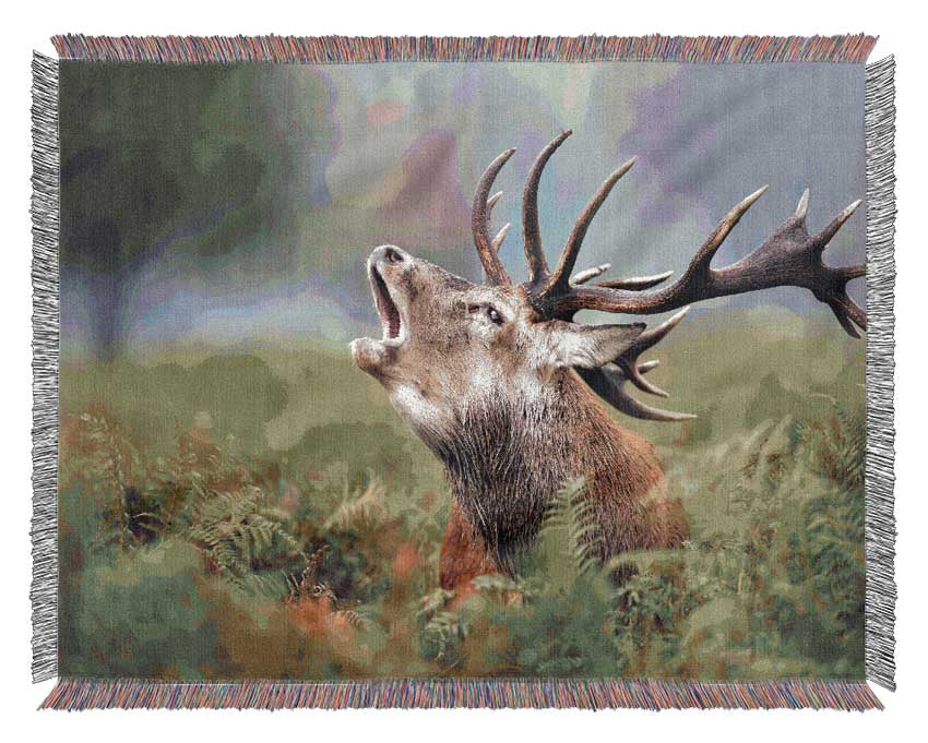 Elk call Woven Blanket