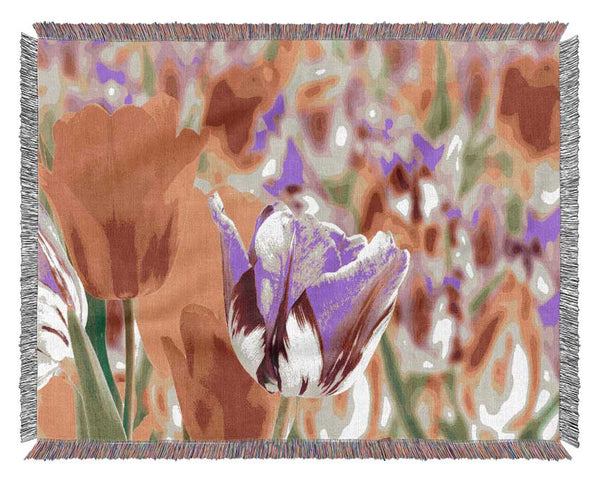 Colourful tulips in up close Woven Blanket