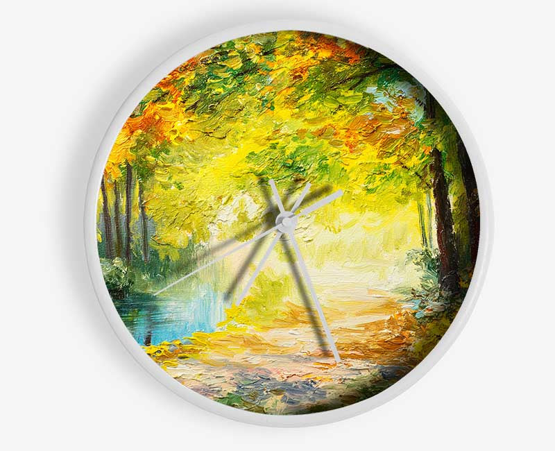 Hand painted woodland scene Clock - Wallart-Direct UK