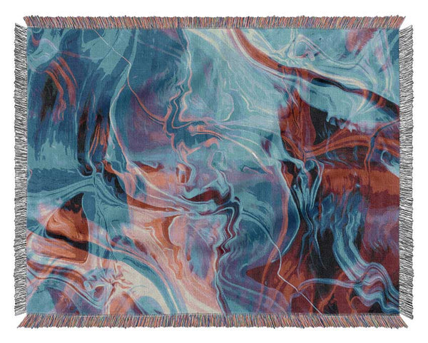 Red and blue waves of colours Woven Blanket