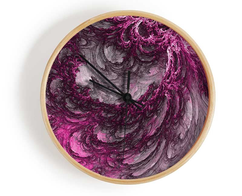 Pink distortion waves Clock - Wallart-Direct UK