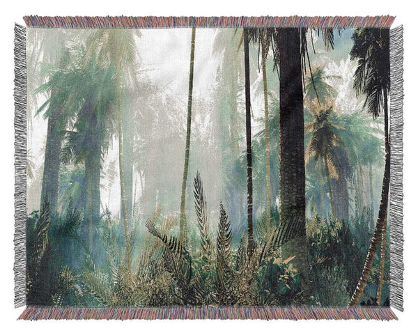 Green ancient forest Woven Blanket