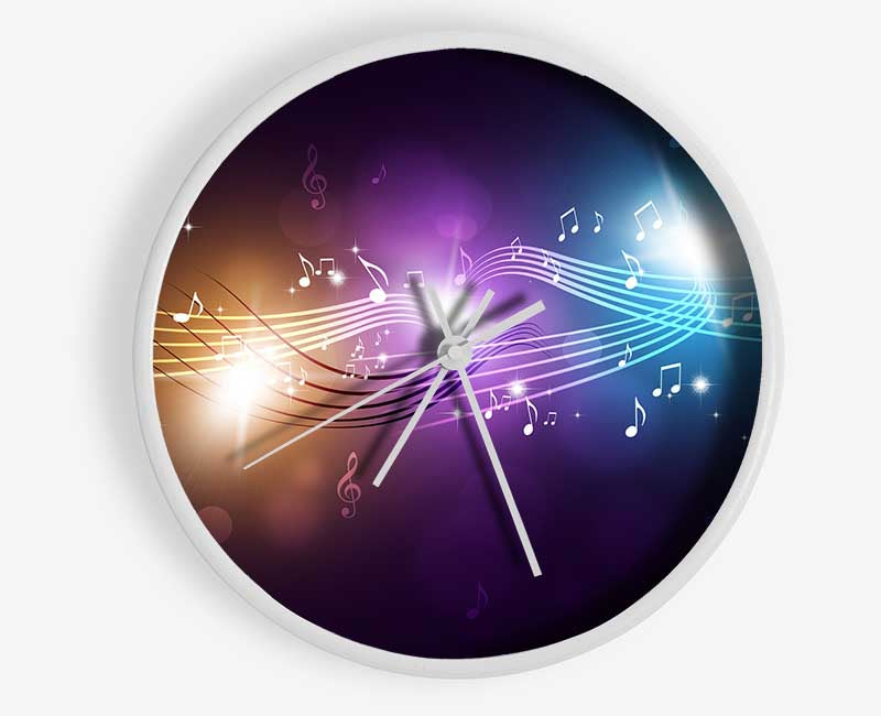 Musical notes on coloured spectrum Clock - Wallart-Direct UK