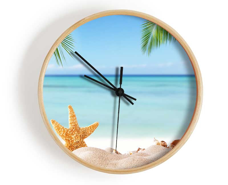 Starfish on the beach scene Clock - Wallart-Direct UK