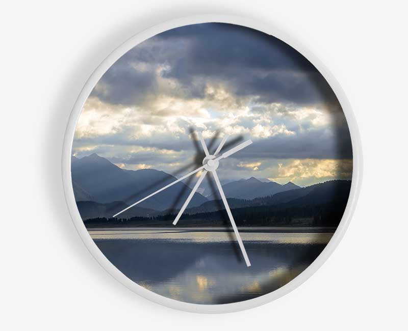 Grey tones of mountain view Clock - Wallart-Direct UK