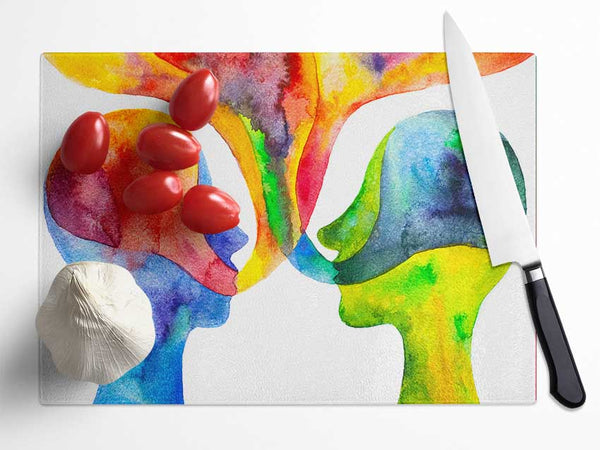 Soul connection in watercolour Glass Chopping Board