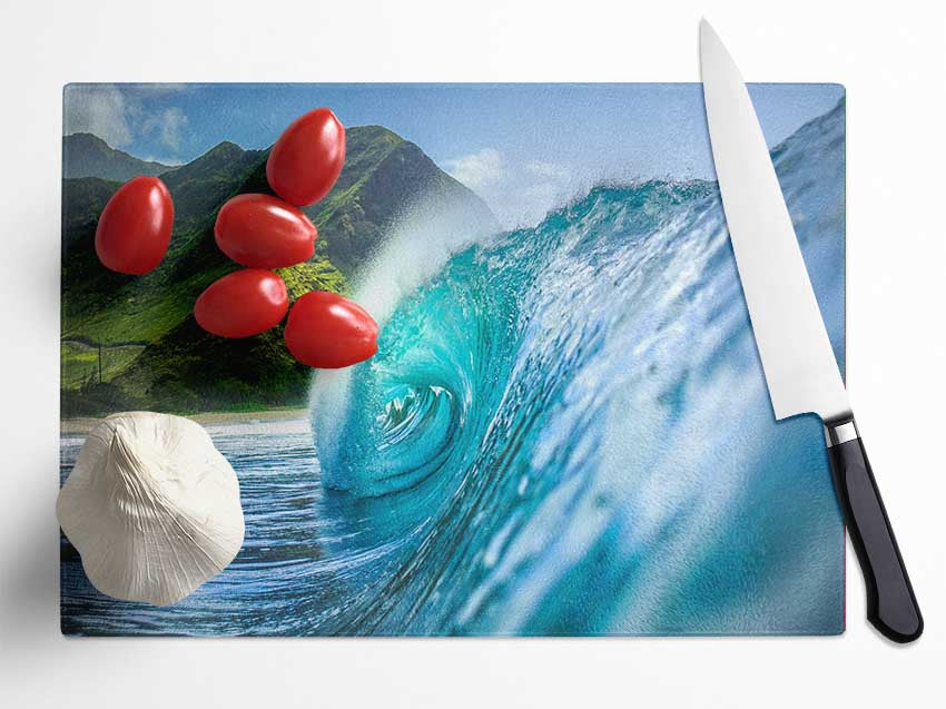 Water swirling waves Glass Chopping Board