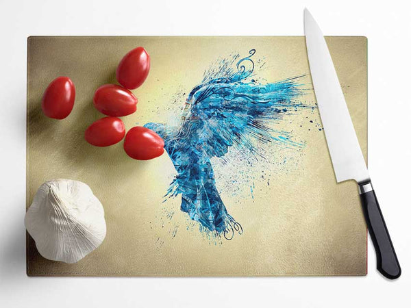 Blue bird illustrations flight Glass Chopping Board