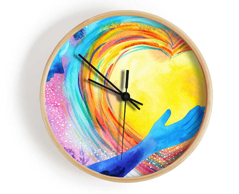 Water colour warming heart Clock - Wallart-Direct UK