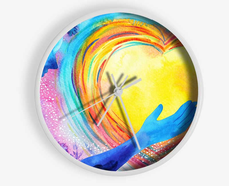 Water colour warming heart Clock - Wallart-Direct UK