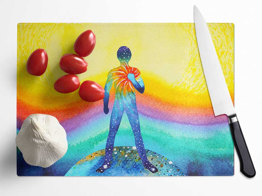 Stronger heart watercolour Glass Chopping Board