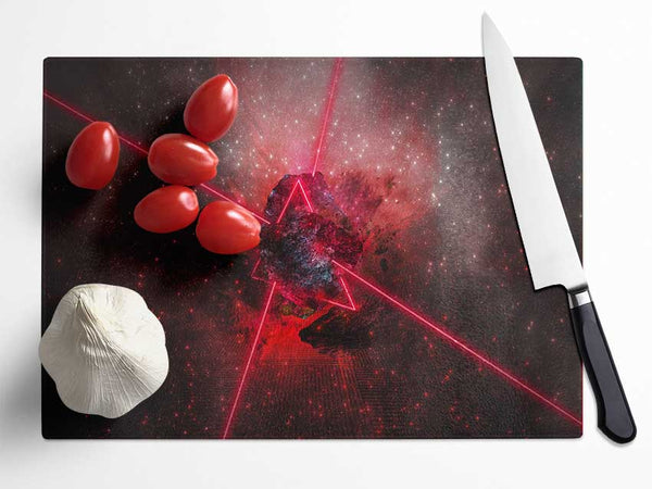 Red lazer triangle Glass Chopping Board