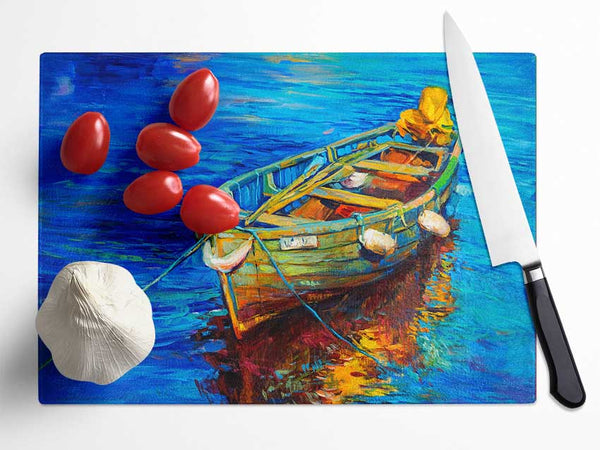 Fishing boat illiustration Glass Chopping Board