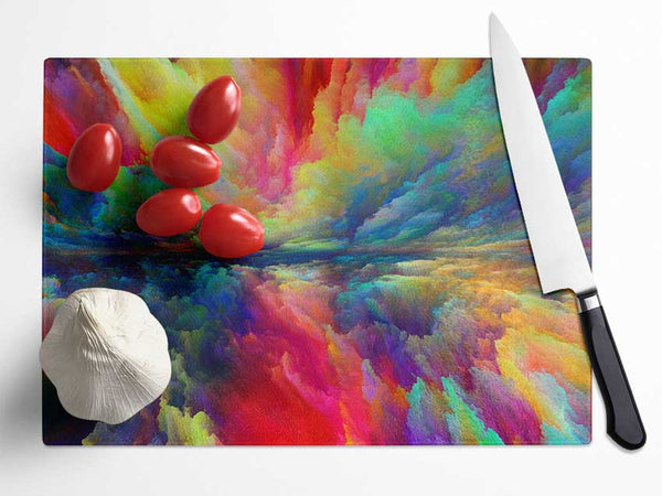 Vibrant powdered colours sky Glass Chopping Board