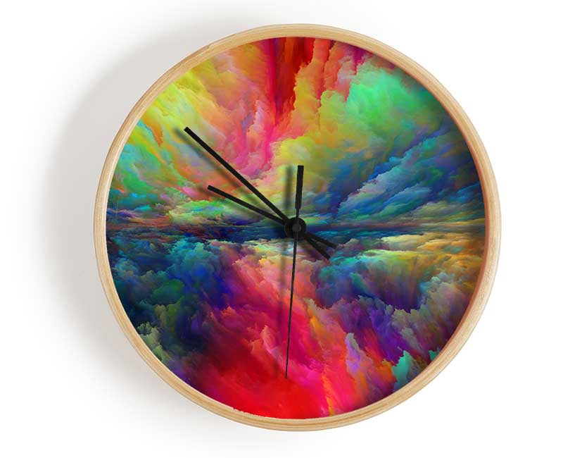 Vibrant powdered colours sky Clock - Wallart-Direct UK