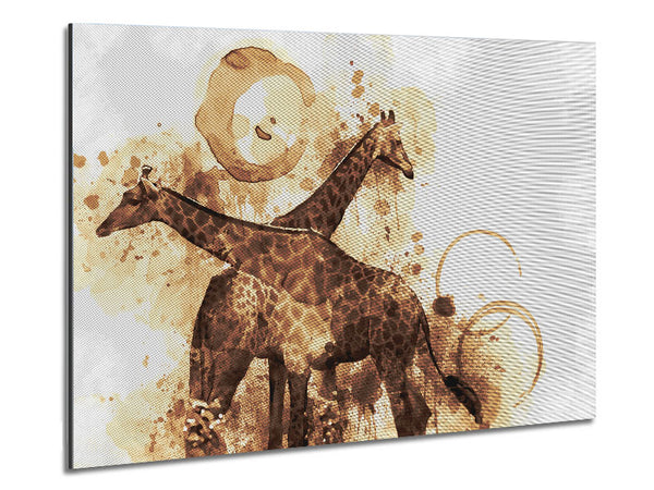 Brown watercolour tea stain giraffe