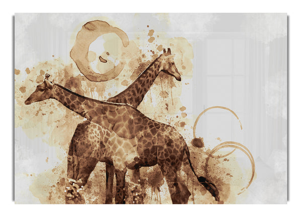 Brown watercolour tea stain giraffe