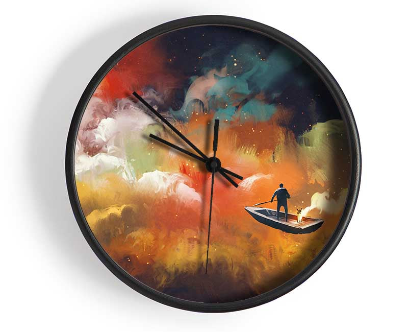 Digital painting row boat Clock - Wallart-Direct UK