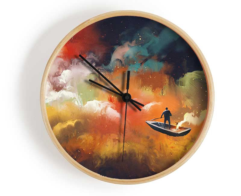 Digital painting row boat Clock - Wallart-Direct UK